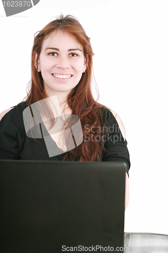 Image of Beautiful young businesswomen smiling
