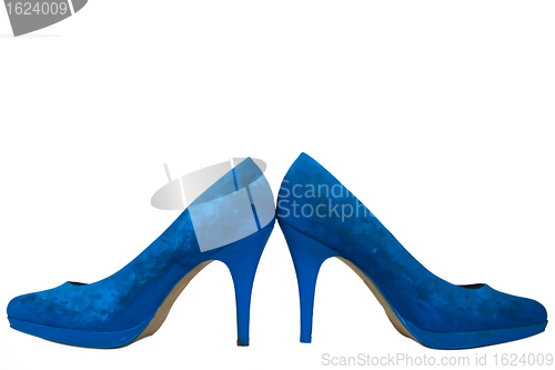 Image of blue painted high heels shoes