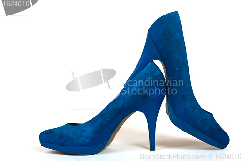 Image of blue painted high heels shoes 