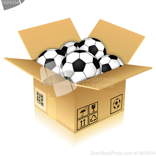 Image of Cardboard Box with Soccer Balls