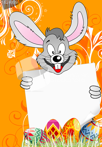 Image of Easter Poster with Eggs, Rabbit and Sheet of Paper