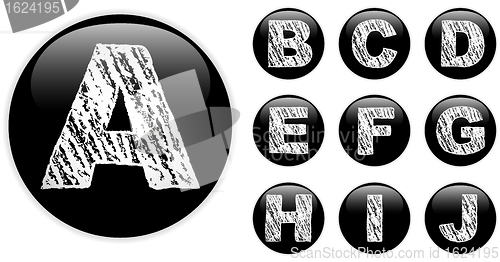 Image of Alphabet Chalk Letters in shiny Black Buttons