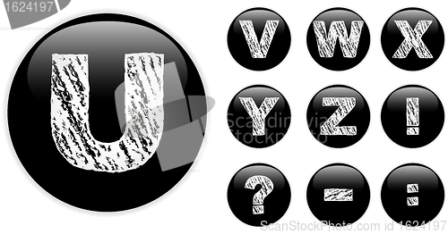 Image of Alphabet Chalk Letters in shiny Black Buttons