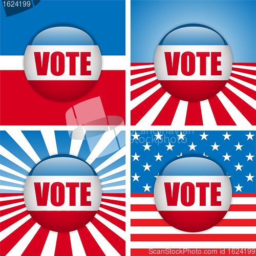 Image of Vote Buttons. Set of four with Background