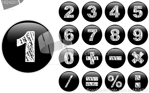 Image of Alphabet Chalk Numbers in shiny Black Buttons