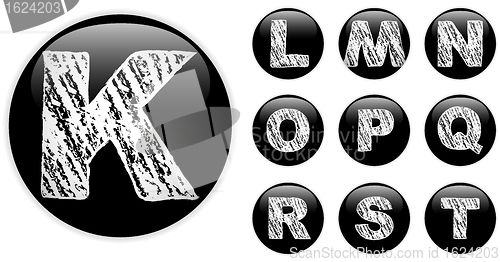 Image of Alphabet Chalk Letters in shiny Black Buttons