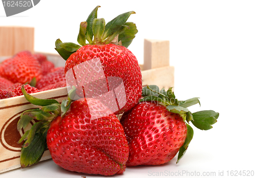 Image of Heap red strawberries in the box