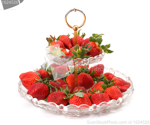 Image of Fresh Strawberries on glass plate