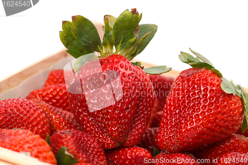 Image of Heap red strawberries in the box