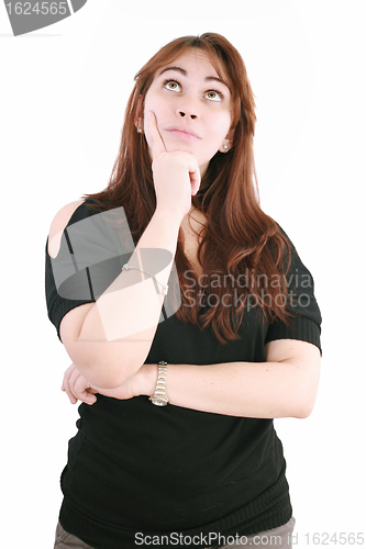 Image of portrait of beautiful caucasian woman isolated on white studio s