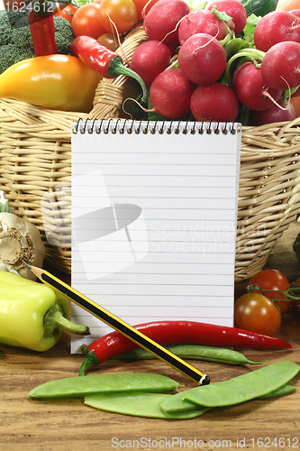 Image of Purchasing paper with fresh vegetables