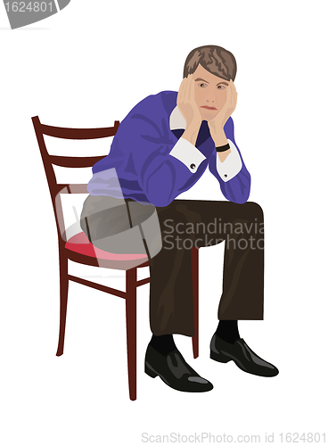 Image of Man sitting on chair and thinking
