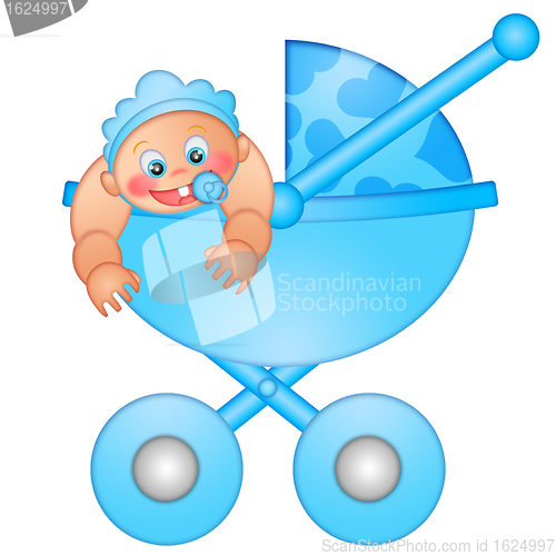 Image of Baby Boy in Stroller