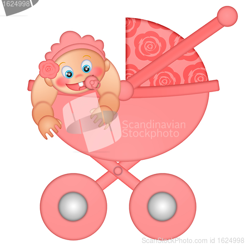 Image of Baby Girl in Stroller