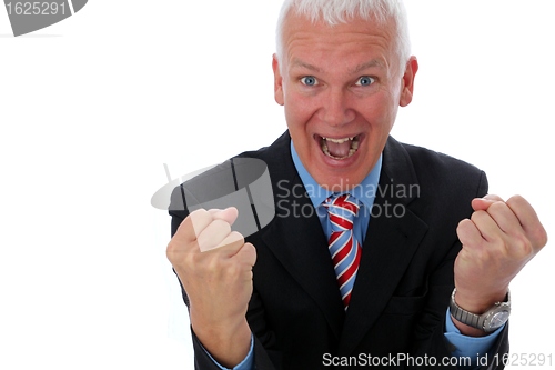 Image of Businessman crazy with two fists