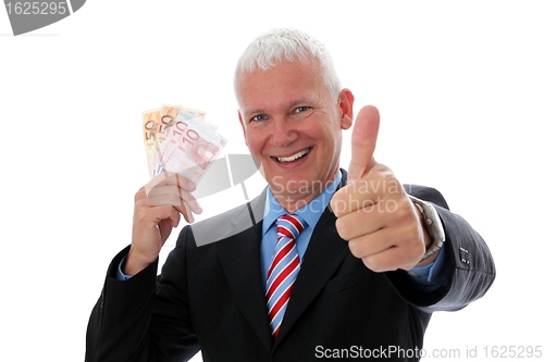 Image of Businessman Money thumb up