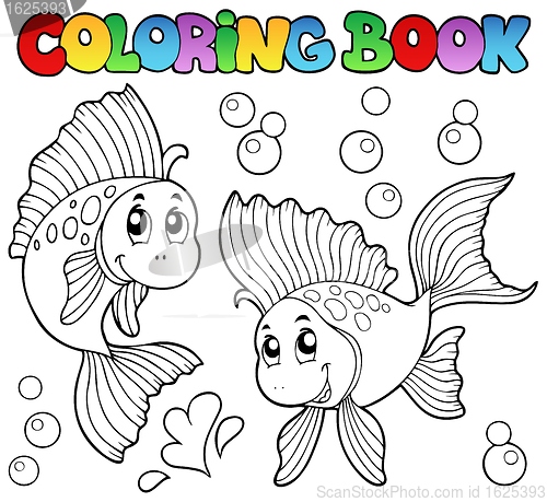 Image of Coloring book two cute goldfishes