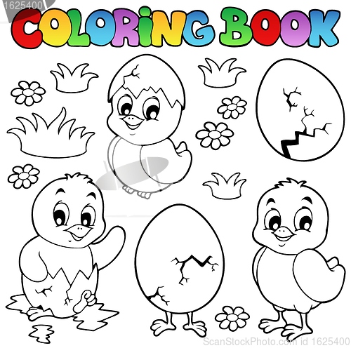 Image of Coloring book with cute chickens