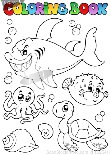 Image of Coloring book various sea animals 1
