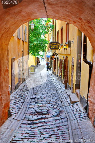 Image of Along the street of The Old Town (Gamla Stan) in Stockholm