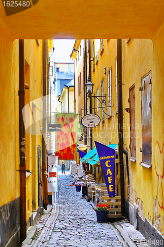 Image of Along the street of The Old Town (Gamla Stan) in Stockholm