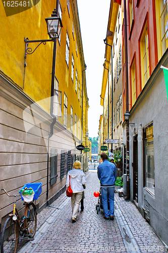 Image of Along the street of The Old Town (Gamla Stan) in Stockholm