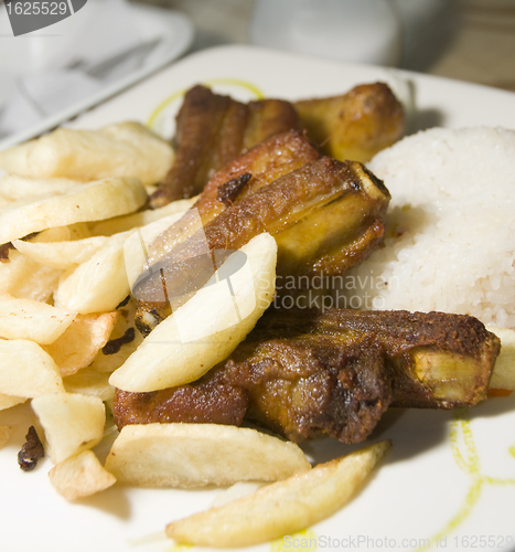 Image of pork chops spare ribs plato del dia La Candelaria Bogota Colombi