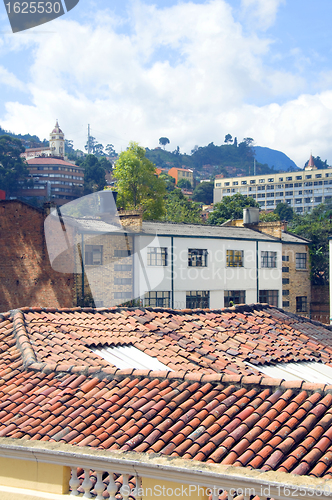 Image of architecture historic district rooftops church La Candelaria Bog