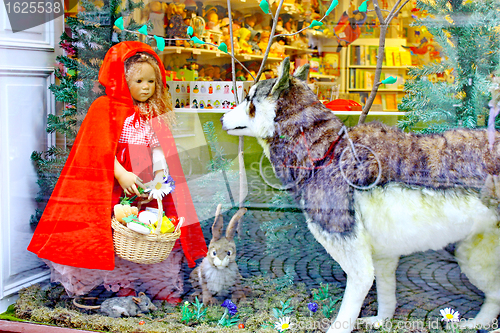 Image of The Wolf and little Red Riding Hood. 