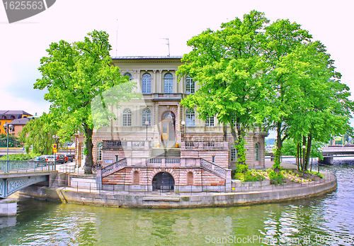 Image of The house on a round island in Stockholm
