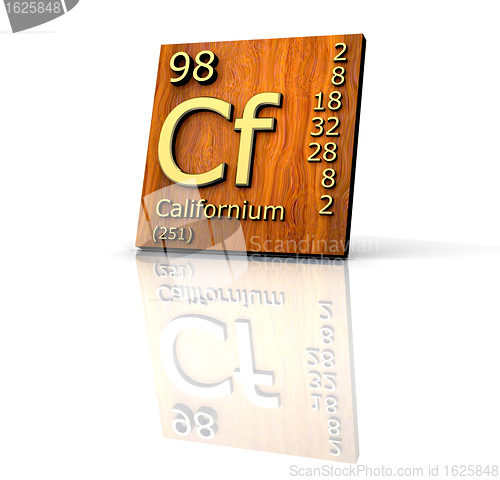 Image of Californium Periodic Table of Elements - wood board