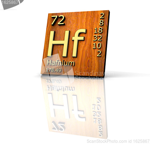 Image of Hafnium form Periodic Table of Elements - wood board