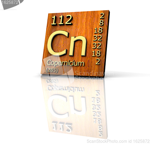 Image of Copernicium Periodic Table of Elements - wood board