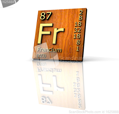 Image of Francium form Periodic Table of Elements - wood board