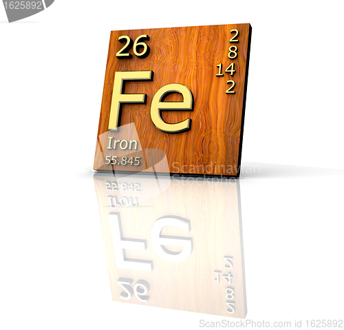 Image of Iron form Periodic Table of Elements  - wood board