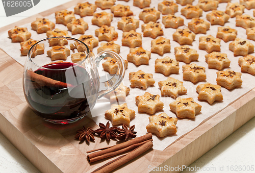 Image of Freshly baked cheese cookies and hot wine