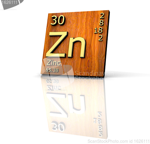Image of Zinc form Periodic Table of Elements  - wood board 