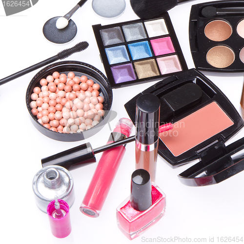 Image of set of cosmetic makeup products