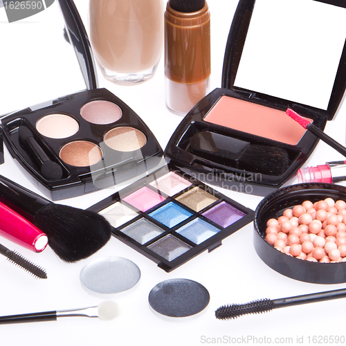 Image of set of cosmetic makeup products