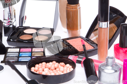 Image of set of cosmetic makeup products