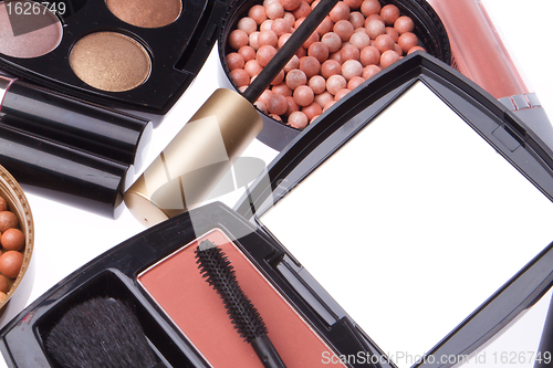 Image of set of cosmetic makeup products