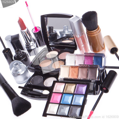 Image of set of cosmetic makeup products