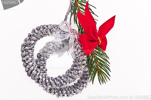 Image of decorated Christmas tree branch