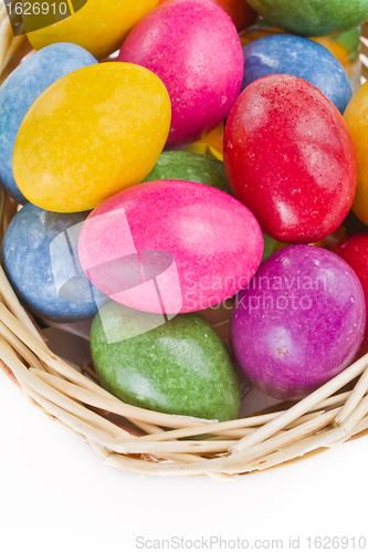Image of colorful easter eggs in basket