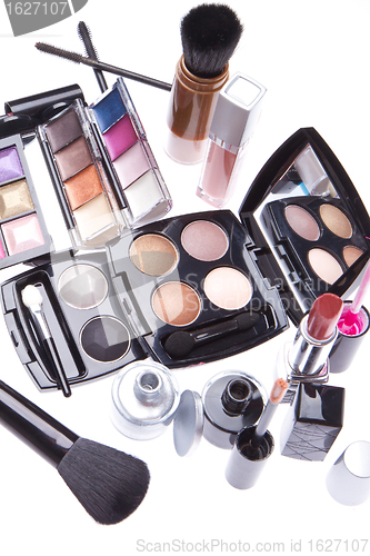 Image of set of cosmetic makeup products