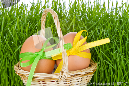 Image of basket with easter eggs