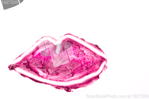 Image of lips made of crushed lipstick
