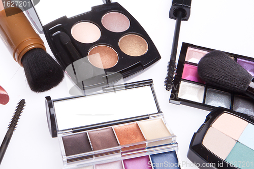 Image of set of cosmetic makeup products