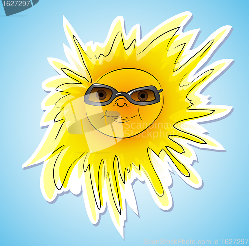 Image of Happy summer sun with sunglasses