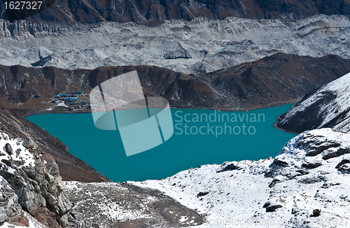 Image of Gokyo lake and village viewed from Renjo Pass